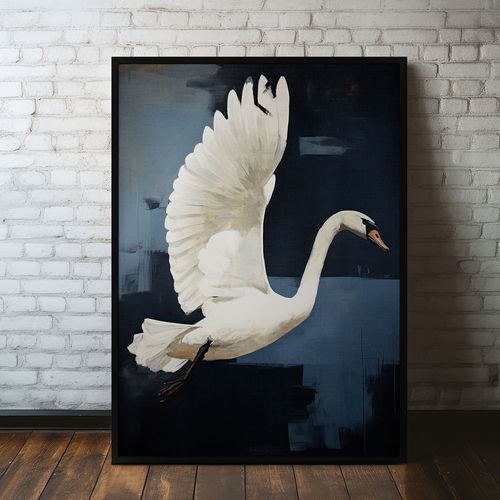 Plakat łabędź abstrakcja obraz 50x70 cm w czarnej ramie na Arena.pl