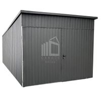 Garaż Blaszany 3x6 - Brama - Antracyt - dach Spad w tył  ID438