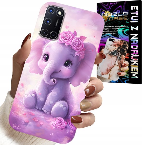 ETUI DO OPPO A52 - SŁODKI SŁONIK NA RÓŻOWYM TLE CASE +FOLIA zdjęcie 1