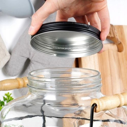 Słój Dozownik do Napojów z Kranikiem Czarnym Stojakiem Szklany VILDE 4,2 L na Arena.pl