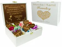 PUDEŁKO SKRZYNKA NA ŚLUB Z PRZEGRÓDKAMI GRAWER