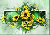 100 70CM OBRAZ PŁÓTNO SŁONECZNIKI ZIELENI PŁÓTNO RAMA