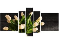 OBRAZ BUKIET JASNYCH TULIPANÓW KWIATY