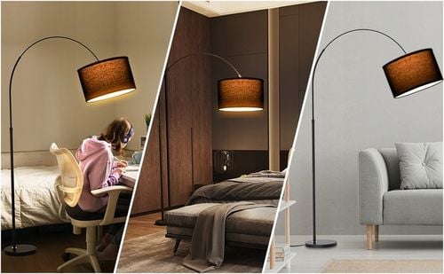 Lampa Podłogowa Łukowa 3000K Regulowana wysokość Czarny klosz E27 9W na Arena.pl