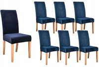 POKROWCE NA KRZESŁA 6SZT WELUROWE WELUR UNIWERSALNY ELASTYCZNY GRANATOWE