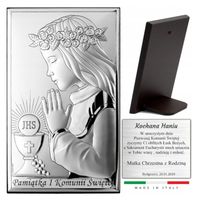 PAMIĄTKA PIERWSZEJ KOMUNII ŚWIĘTEJ SREBRNY OBRAZEK PREZENT GRAWER DEDYKACJA