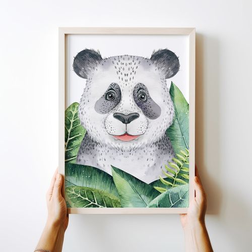 Plakat miś panda, panda zielone liście 61x91 cm na Arena.pl