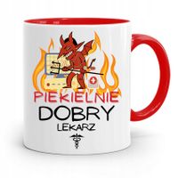 Kubek Czerwony Dla Doktora Piekielnie Dobry Lekarz Z Nadrukiem Ze Zdjęciem