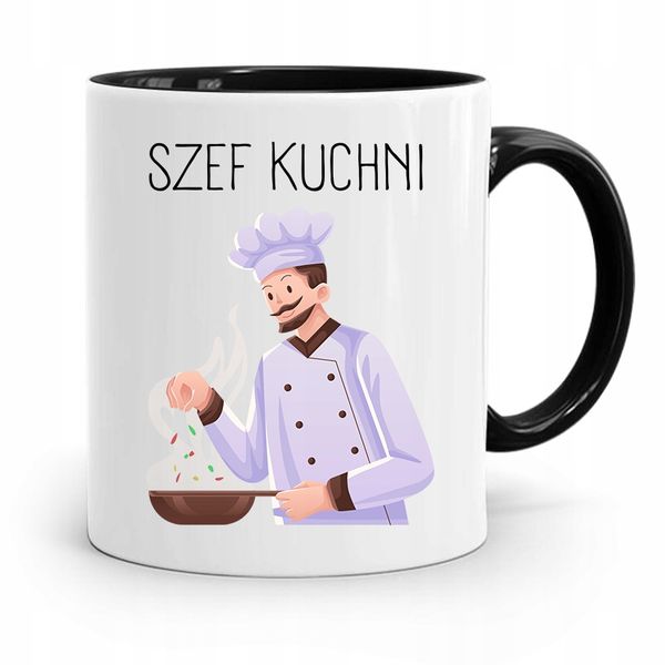 Kubek Czarny Dla Kucharza Kucharki Szef Kuchni Z Nadrukiem Ze Zdjęciem zdjęcie 1