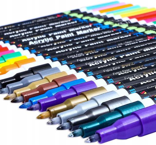 MARKERY AKRYLOWE PISAKI FLAMASTRY DO MALOWANIA KAMIENI UBRAŃ SZKŁA BUTÓW 18 na Arena.pl