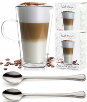 VIALLI AMO SZKLANKI KUBKI FILIŻANKI WYSOKIE TERMICZNE KAWY LATTE ŁYŻECZKI