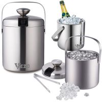 Wiaderko do lodu stalowe termiczne 1,3l lód kostki lodu +szczypce vezo