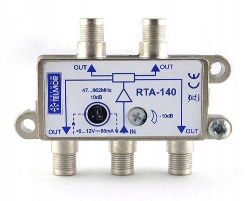 Wzmacniacz z rozdzielaczem Telkom-Telmor RTA-140 + wtyk F na Arena.pl