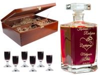 KARAFKA z 6 kieliszkami w etui ROCZNICA ŚLUBU prezent 20 25 30 35 40 50 60