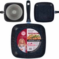 2X PATELNIA GRILLOWA KWADRATOWA NIEPRZYWIERAJĄCA MARMUROWA 26CM MG HOME MAR