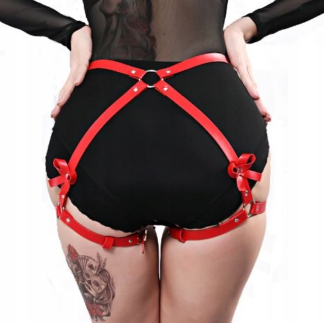 Czerwona skórzana uprząż na uda Karess Amelia na Arena.pl