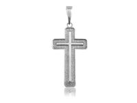 Elegancki oksydowany srebrny wisior duży krzyż na gruby łańcuch ze wzorem srebro 925 PT_K3014