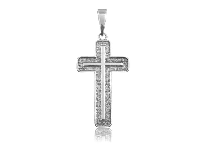 Elegancki oksydowany srebrny wisior duży krzyż na gruby łańcuch ze wzorem srebro 925 PT_K3014 zdjęcie 1