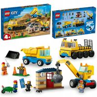 LEGO CITY 60391 CIĘŻARÓWKI I DŹWIG Z KULĄ WYBURZENIOWĄ - AKCJA NA BUDOWIE