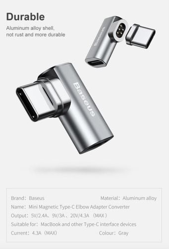 BASEUS | MAGNETYCZNY ADAPTER USB-C MACBOOK + KABEL na Arena.pl