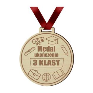 Medal "Ukończenia 3 klasy", drewniany, 72 mm