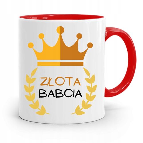 Kubek Czerwony Dla Babci Złota Babcia Z Nadrukiem Ze Zdjęciem na Arena.pl