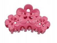 Spinka klamra plastik trzy kwiatki pastelowy malinowy 7,5 cm