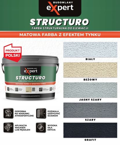 FARBA STRUKTURALNA ELEWACYJNA FASADOWA ZEWNĘTRZNA do malowania DO ZEWNĄTRZ na Arena.pl