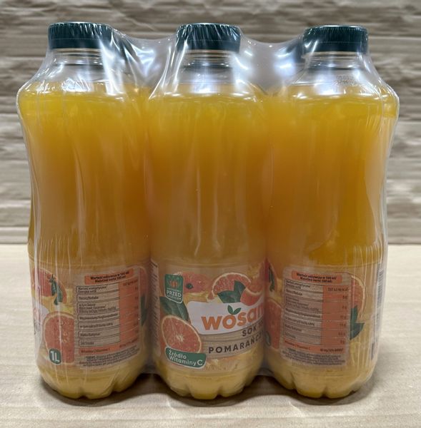 Wosana Sok 100% pomarańcza 1l - karton zdjęcie 1