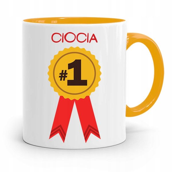 Kubek Żółty Prezent Dla Cioci Ciocia #1 Z Nadrukiem Ze Zdjęciem zdjęcie 1