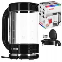 CZAJNIK ELEKTRYCZNY SZKLANY BOSCH BEZPRZEWODOWY 1,7L WYJMOWANY FILTR CZARNY