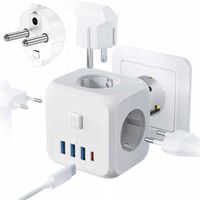 ROZGAŁĘŹNIK SIECIOWY 3 GNIAZDKA GNIAZDA ROZDZIELACZ PORTÓW USB USB C KOSTKA