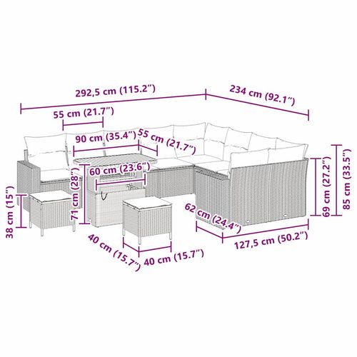 Zestaw Sof na Ogród 12 pcs Beżowy polirattan na Arena.pl