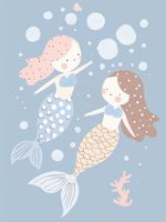 Plakat 60x80cm Wzory dla Dzieci, Dziewczynki i Chłopca - Syrenki