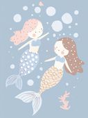 Plakat 60x80cm Wzory dla Dzieci, Dziewczynki i Chłopca - Syrenki