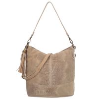 VERA PELLE torebka damska zamszowa listonoszka z frędzelkiem V479 beżowa