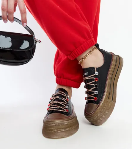 Czarne sneakersy na platformie GOE NN2N4053 40 na Arena.pl