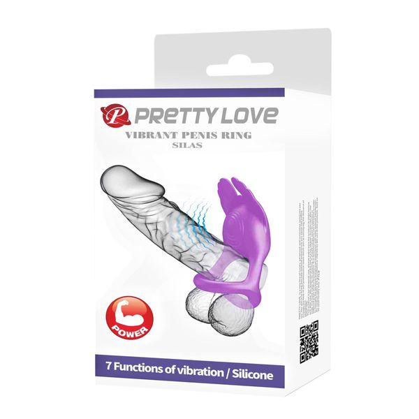 PRETTY LOVE - VIBRANT PENIS RING SILAS Black, 7 vibration functions zdjęcie 11