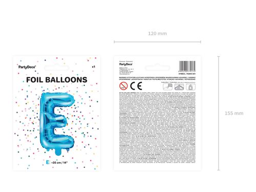 Balon foliowy Litera "E", 35cm, niebieski na Arena.pl