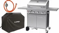GRILL GAZOWY 4+1 NIERDZEWNY + POKROWIEC I REDUKTOR