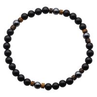 Bransoletka męska na gumce - czarny Turmalin, Tygrysie Oko i Hematyt 22 cm