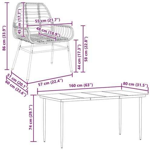 7-częściowy zestaw obiadowy do ogrodu, czarny, polirattan szkło na Arena.pl