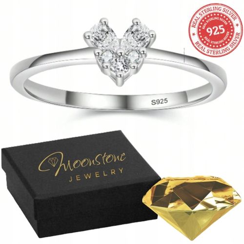 Srebrny pierścionek zaręczynowy z sercem cyrkonie srebro 925 + PUDEŁKO |14 na Arena.pl