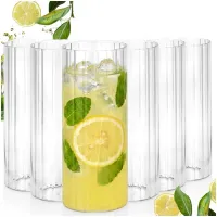 6x Szklanki Ryflowane do Napojów Wody Drinków Zestaw Komplet Szklanek 460ml