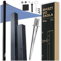 Grafitowy maszt stalowy na żagiel ogrodowy 240cm + kotwa wbijana