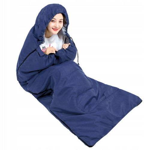 LEKKI ŚPIWÓR TURYSTYCZNY MUMIA KAPTUR 210CM CIEPŁY KOŁDRA + POKROWIEC 2w1 na Arena.pl