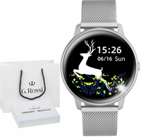 ZEGAREK G.ROSSI SMARTWATCH DAMSKI SREBRNY NA PREZENT MOCNA BATERIA MENU PL