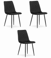 Krzesło tapicerowane czarne TURIN 3 szt. elegenckie do kuchni jadalni