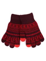 Rękawiczki dziewczęce pięciopalczaste ciepłe czerwone dotykowe 18 cm YOCLUB