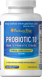 Probiotyk 10 szczepów 20 mld bakterii CFU 120 kapsułek Puritan's Pride